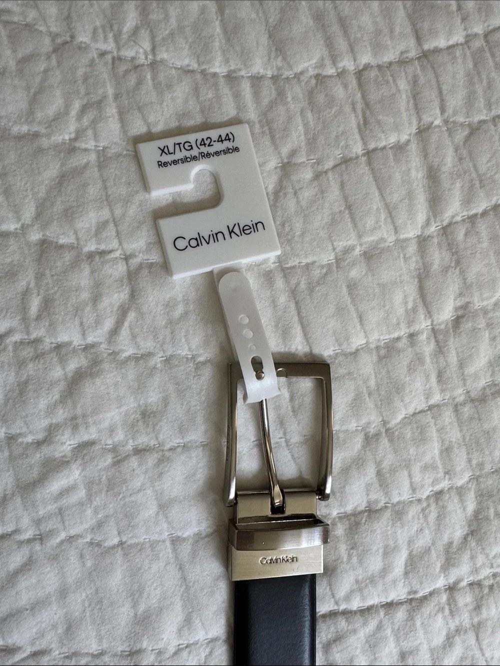 Calvin Klein Reversible Black & Mahogany Leather Men's Belt with Silver Buckle